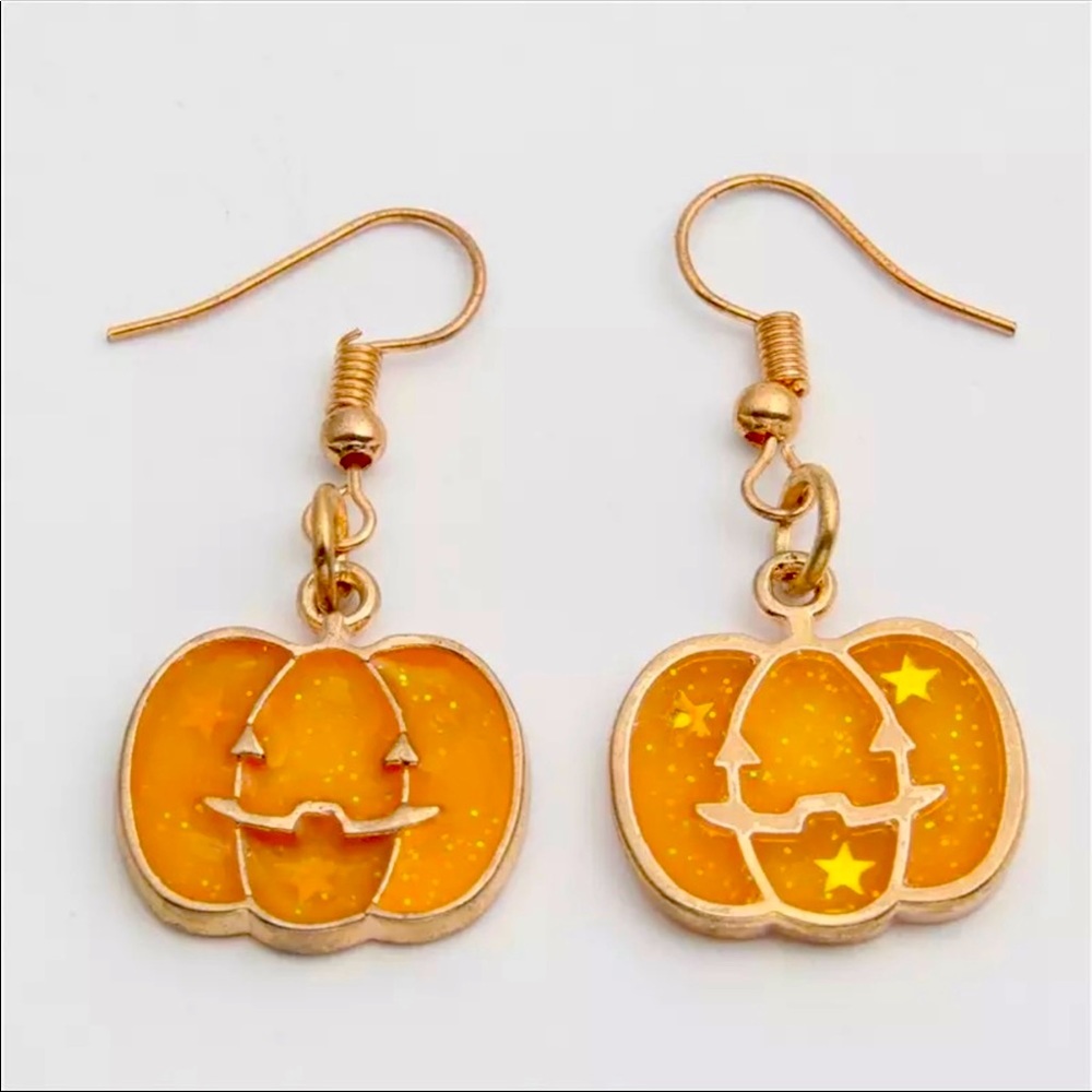 Sparkly Acrylic Jack O Lantern Earrings